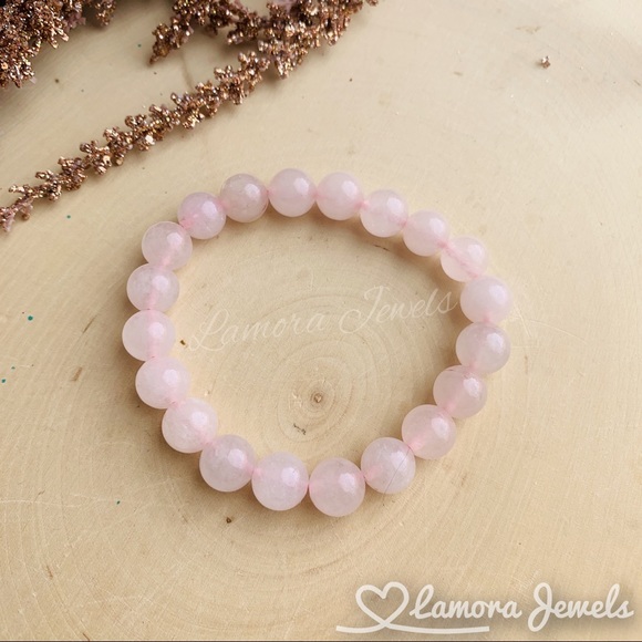 Rose Quartz Bracelet Natural Gemstone Elastic stretch Healing Bracelet - Picture 1 of 2